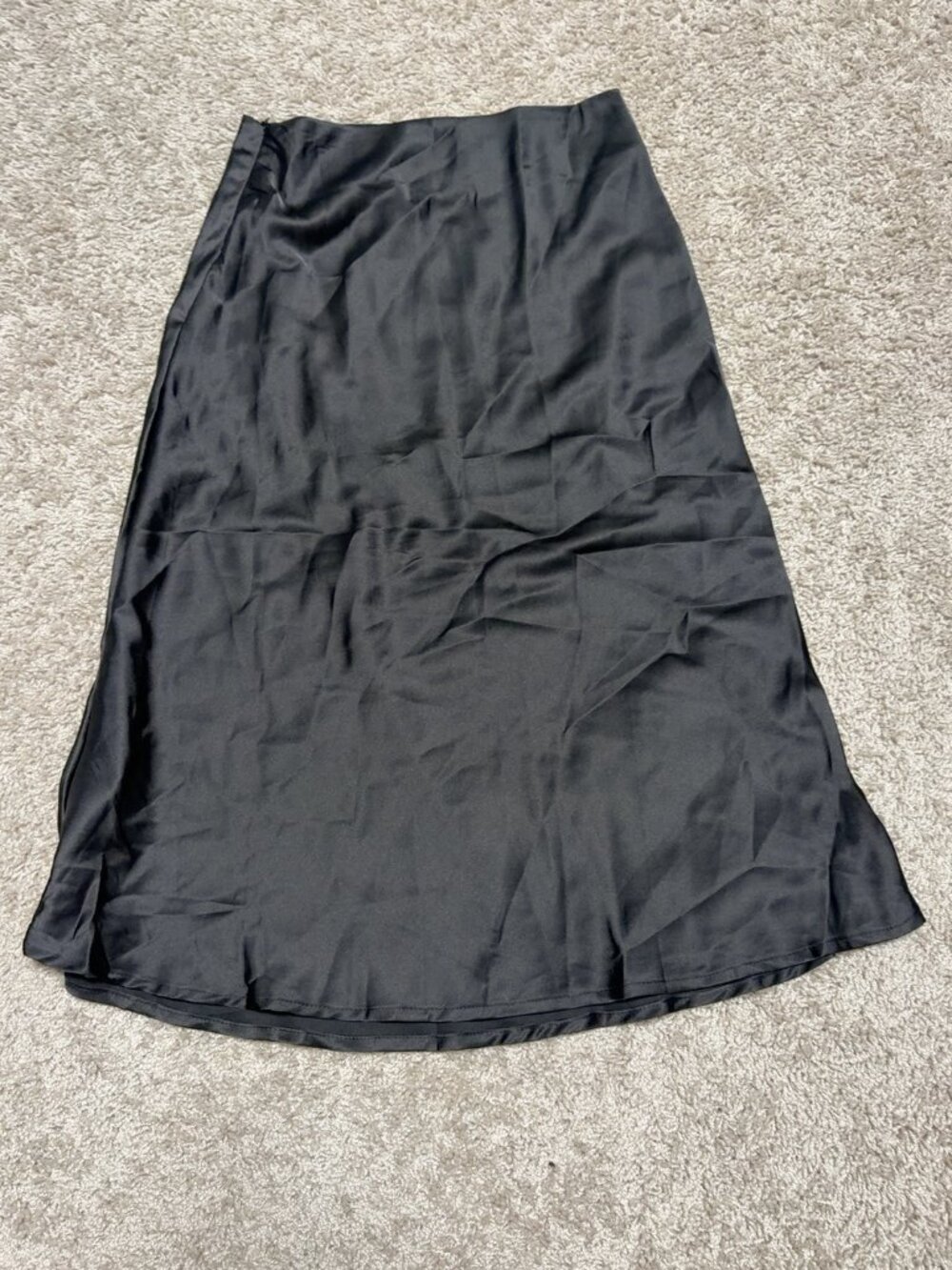 SHEIN Black Satin Midi Skirt